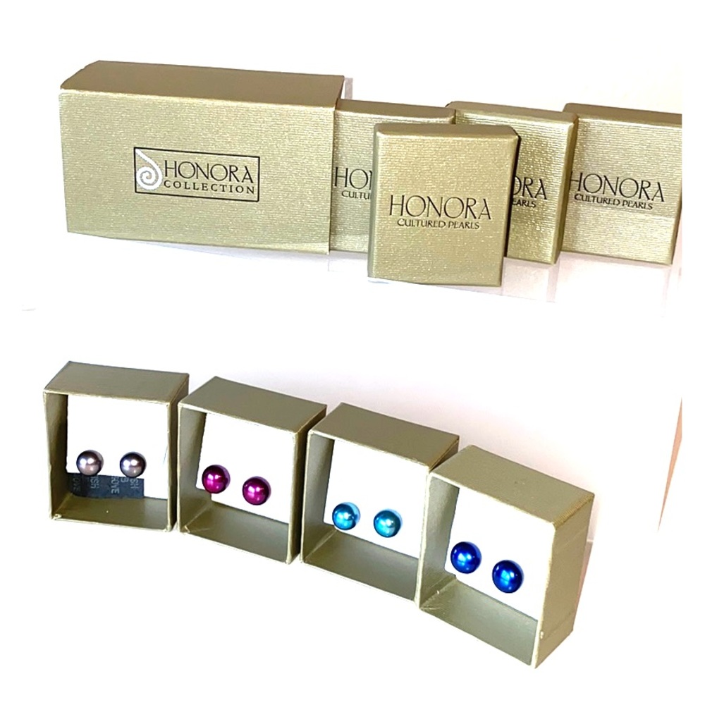 Honora Pearl Earrings: 4 Pairs. 9 mm
